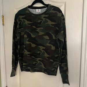 Sundry Green Camouflage Sweatshirt Casual Fit